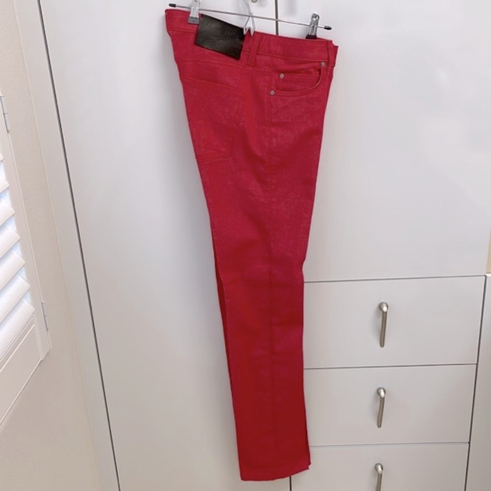 Naked and Famous red denim jeans